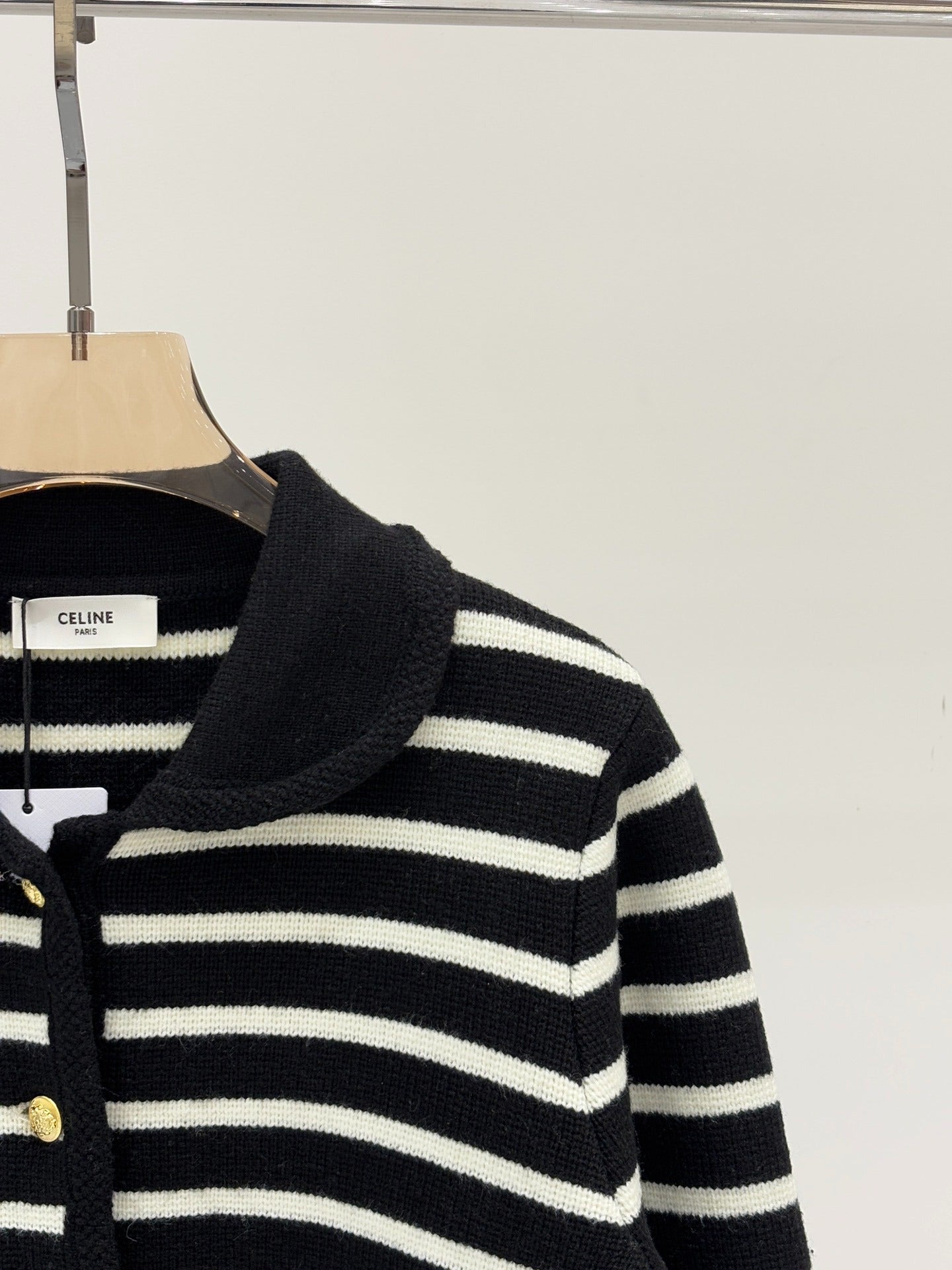 CE 25 Early Spring New Metal Button Striped Casual Knit Card