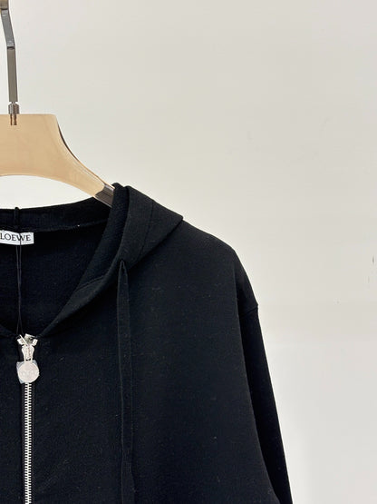 LO 25 Jacquard Hooded Casual Knit Cardigan