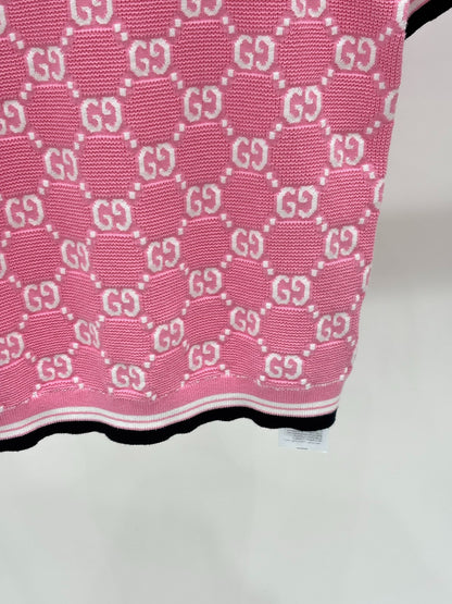 G 25 Frühen Frühling Neue Applizierte All-over-Print Casual Strick Kurzarm 