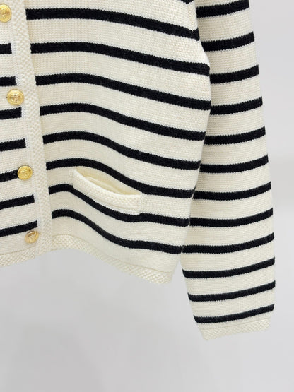 CE 25 Early Spring New Metal Button Striped Casual Knit Card