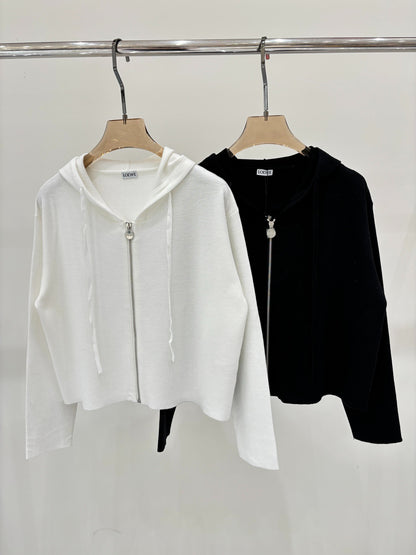 LO 25 Jacquard Hooded Casual Knit Cardigan