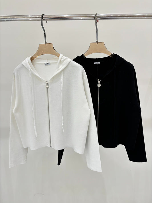 LO 25 Jacquard Hooded Casual Knit Cardigan