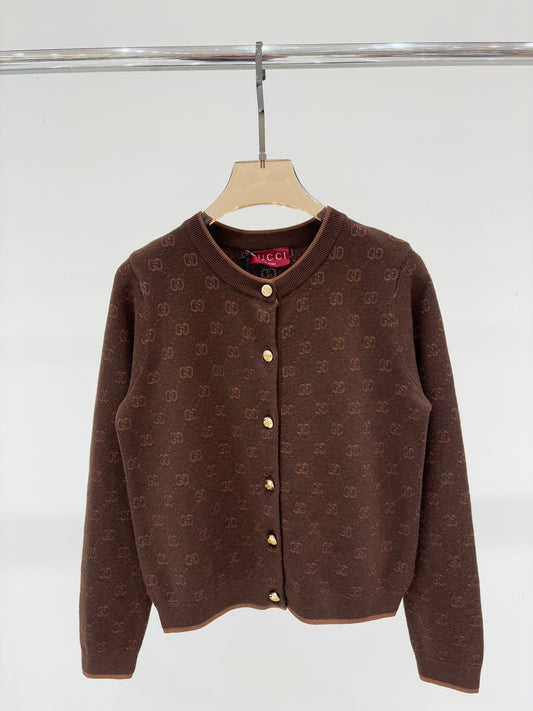 G 25 Early spring new letters logo jacquard full print knit cardigan