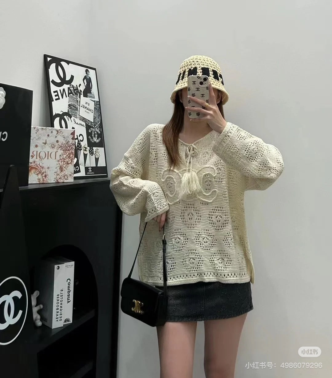 Ce 25 Logo Tie Embellishment Casual Knit Long Sleeve