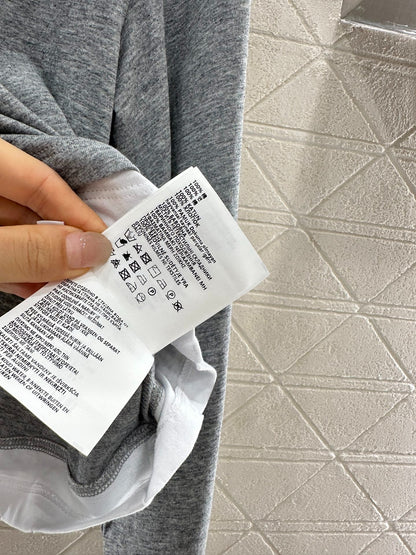 P 25 False Two Piece Round Neck Long Sleeve