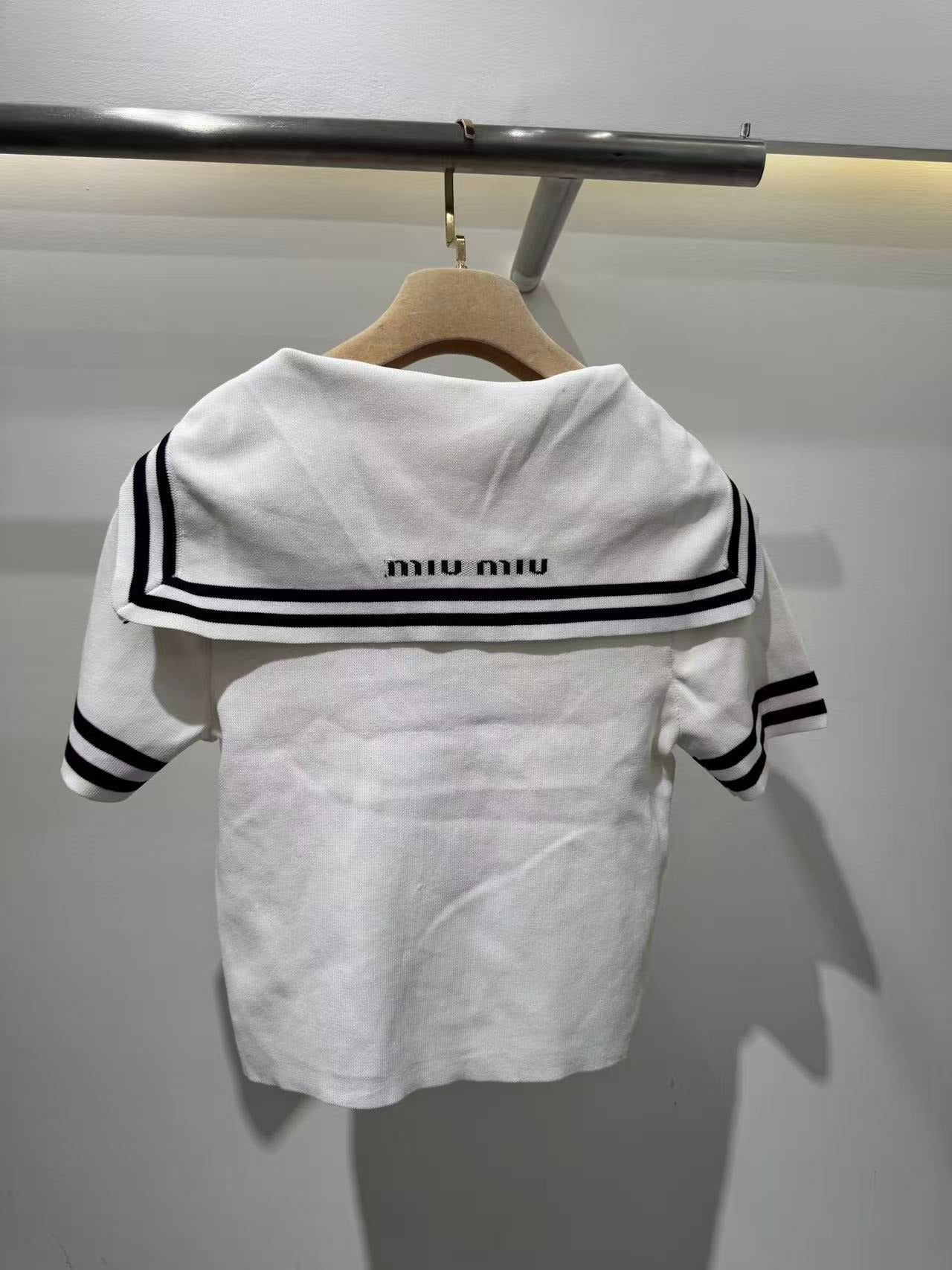 M 25 Knit Short Sleeve Navy Collar