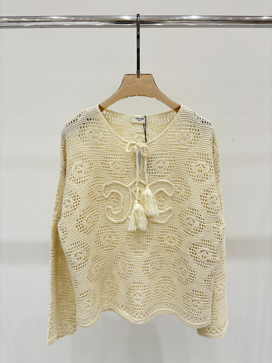 Ce 25 Logo Tie Embellishment Casual Knit Long Sleeve