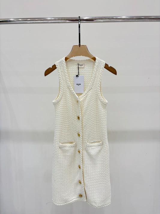 L 25 Early Spring New v-neck Attachment Button Casual Knit Dresses