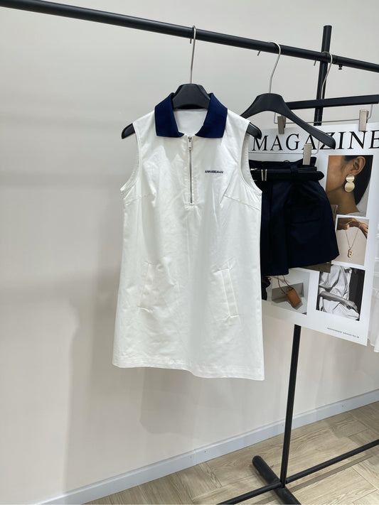 al 25 White Blue Collar Sport Tank Dress