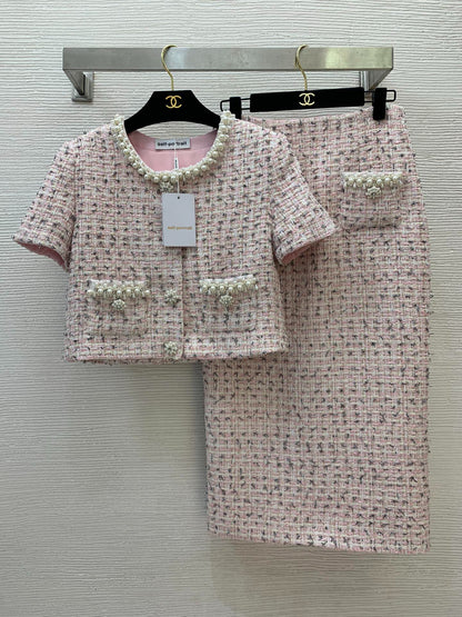 C 25 New High-end customized flash silk gold thread braided tweed temperament celebrity suit
