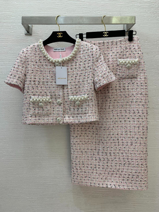 C 25 New High-end customized flash silk gold thread braided tweed temperament celebrity suit