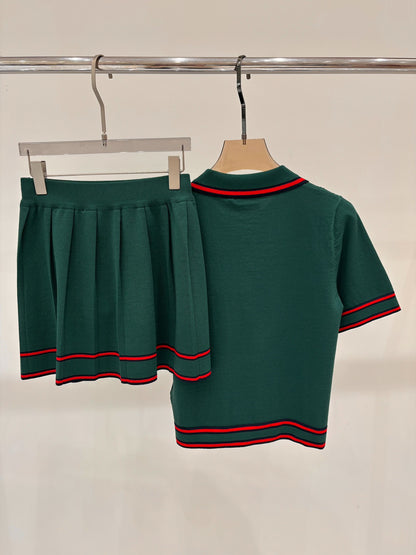 G 25 Monogrammed jacquard color blocking simple casual knit set