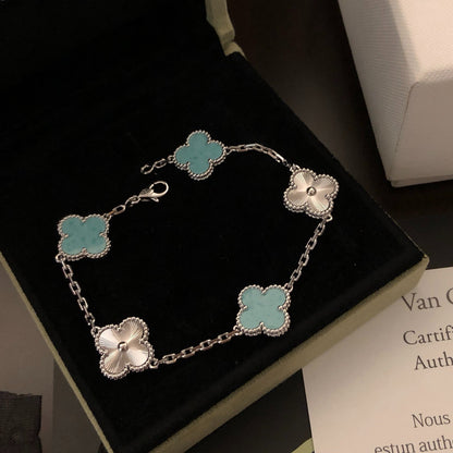 Laser Mint Blue Five Flower Bracelet