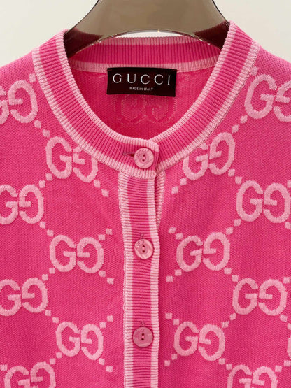 G 24 Early Autumn New round neck color blocking  jacquard knit cardigan