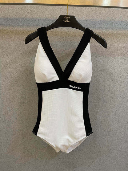 C 25 Black and White One-piece Swimsuit