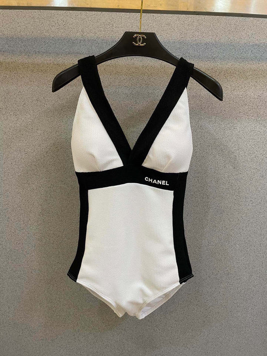 C 25 Black and White One-piece Swimsuit
