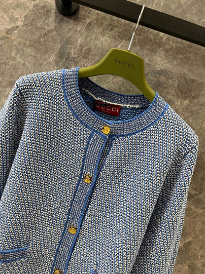 g 25Ss Spring and Summer New Products Retro Twisted Colored Yarn Knitted Cardigan