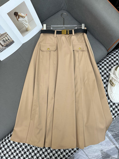M 25 New Work Style Short Top + Skirt with Belt Set