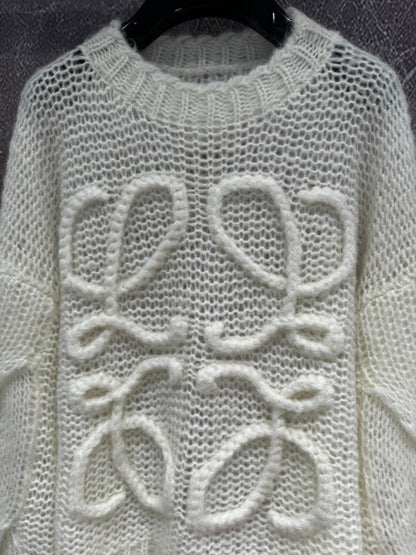 LO 25 Cream White Mohair Sweater