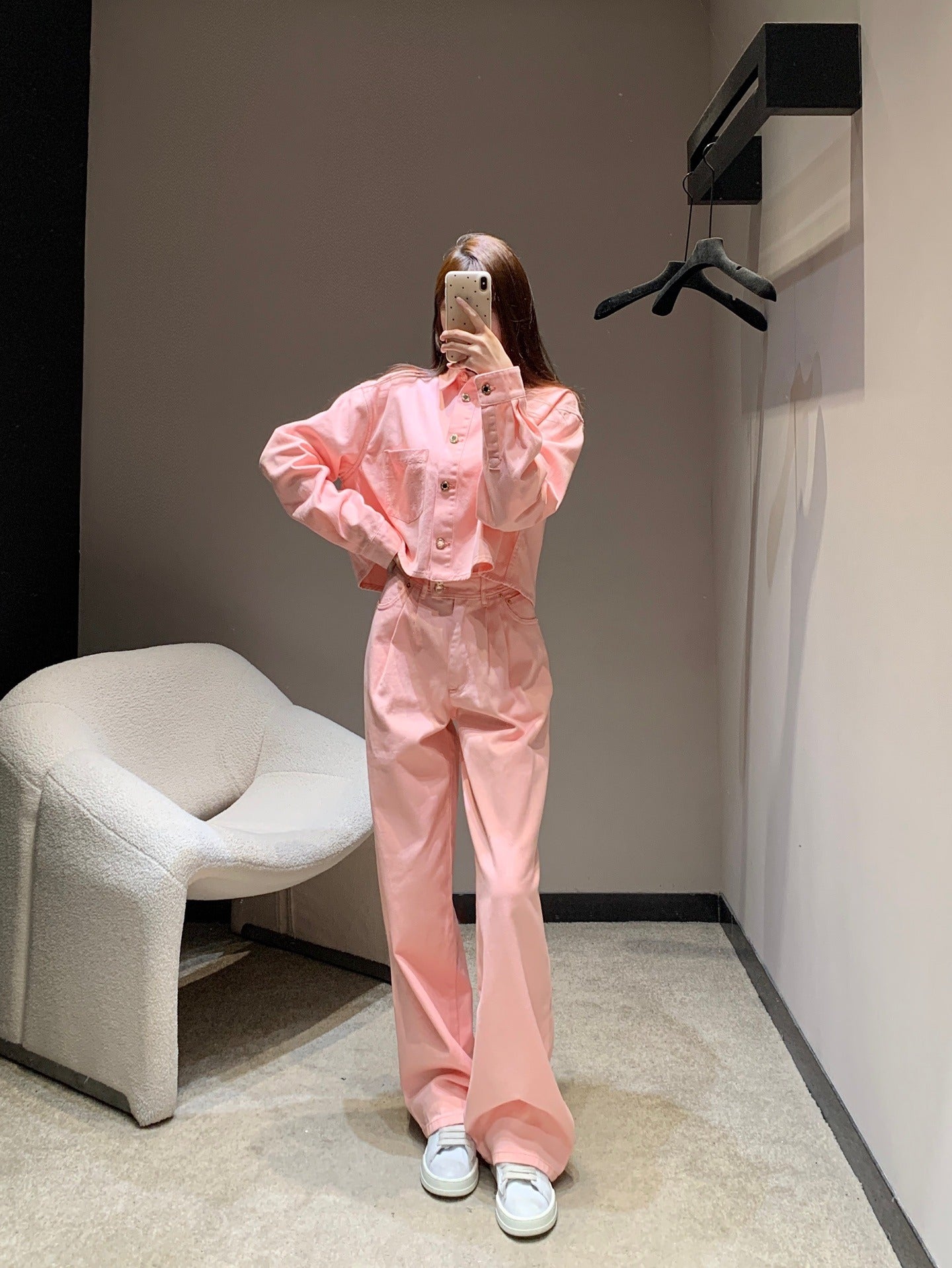 L 25Ss Spring/Summer New Pink Denim + Wide Leg Pants
