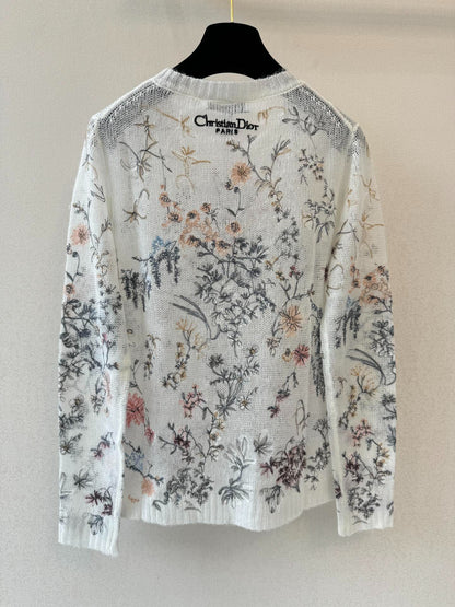 D 25 All-over embroidery Round neck, long sleeves(BLAKC/WHITE)