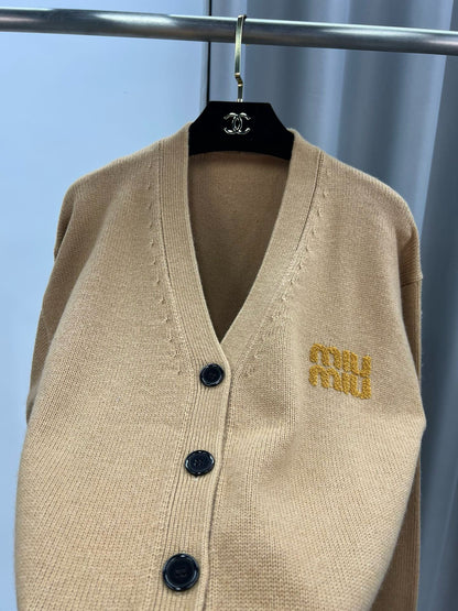 m 24 Spring/Summer New Single Breasted Knit Cardigan with Logo Printing