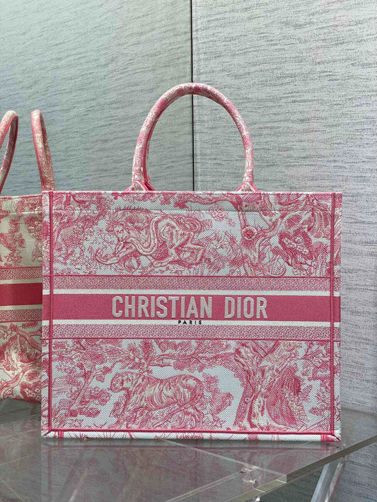 D 25 Tote Jungle Animal Embroidery Light Rose Color Bag