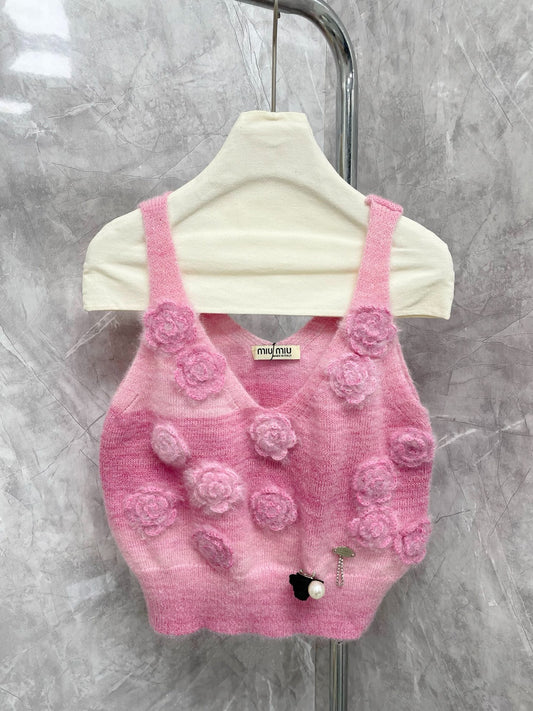 M 25 Summer Handmade Floral Knit Vest