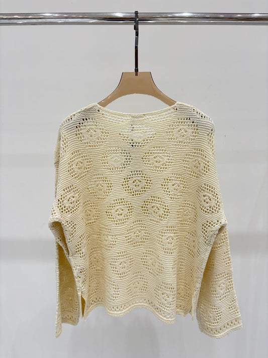 Ce 25 Logo Tie Embellishment Casual Knit Long Sleeve