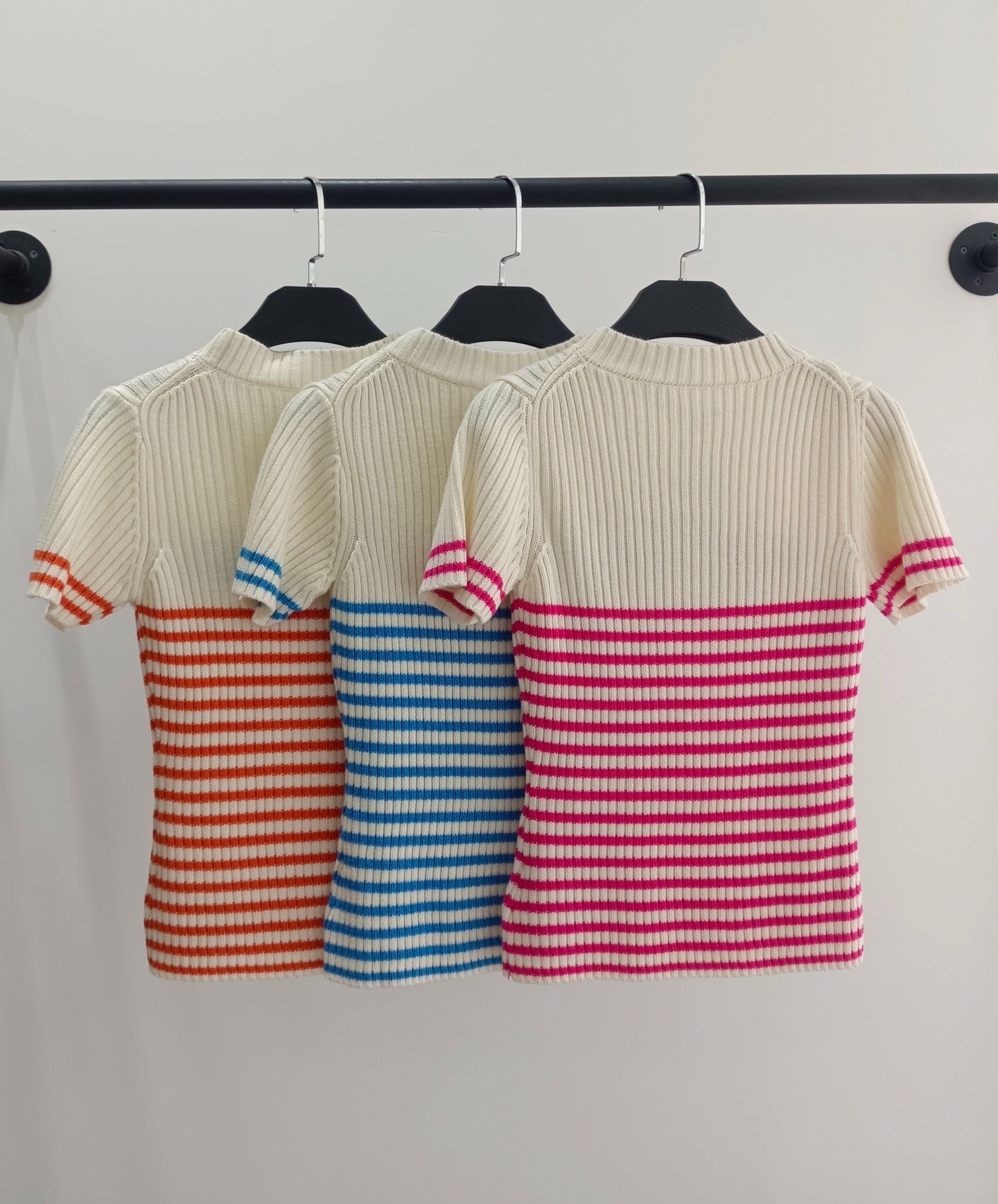D 25 Pentagram Star Monogrammed Striped Knit Top