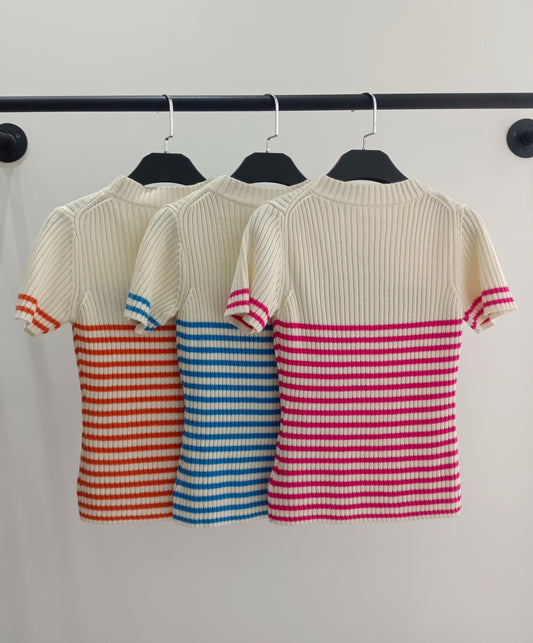 D 25 Pentagram Star Monogrammed Striped Knit Top