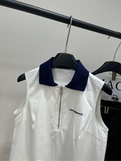 al 25 White Blue Collar Sport Tank Dress