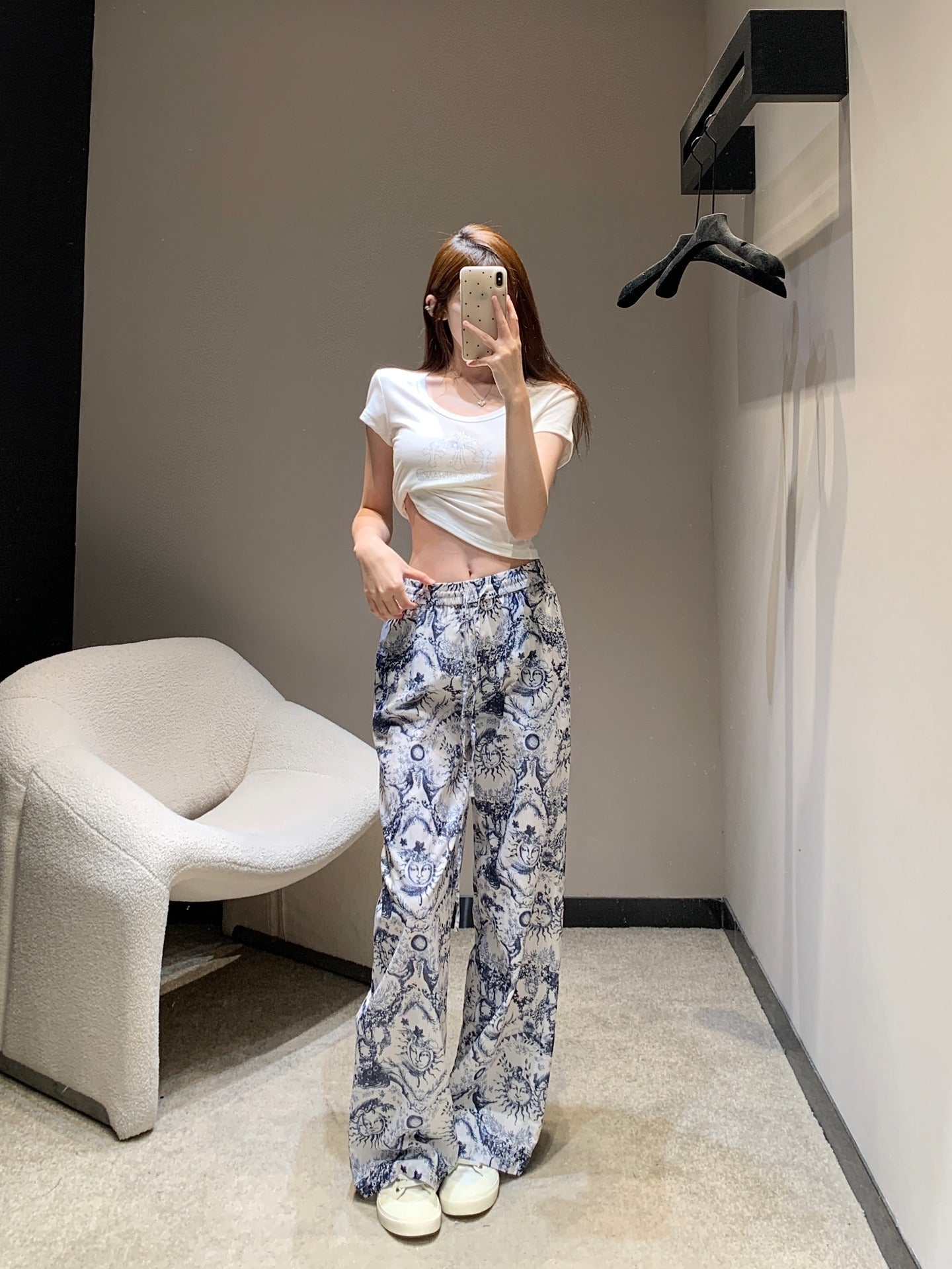 D 25Ss Spring and Summer New Sun Goddess Printed Casual Trousers