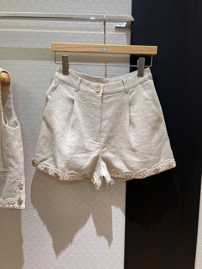 Z 25 Linen Studded Tank + Shorts Set