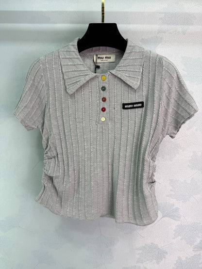 M 25 Lapel knit short-sleeved half cardigan