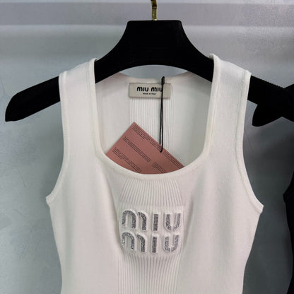 M 25 Monogrammed Tank Top with Stereo Rhinestones