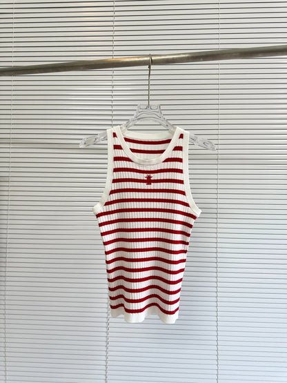 D 25 Summer New Striped Embroidered Tank Top