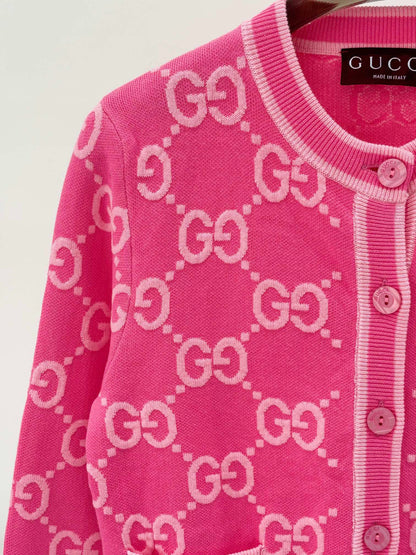 G 24 Early Autumn New round neck color blocking  jacquard knit cardigan