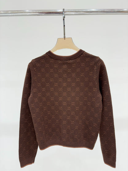 G 25 Early spring new letters logo jacquard full print knit cardigan