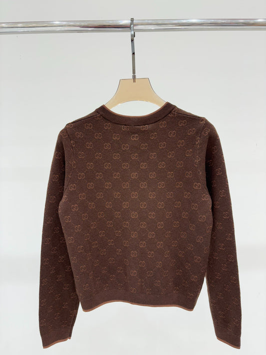 G 25 Early spring new letters logo jacquard full print knit cardigan