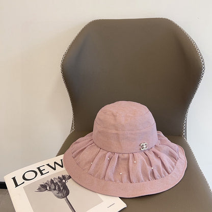 C 25 Spring and summer, organza, pearl, light luxury models, fisherman's hat