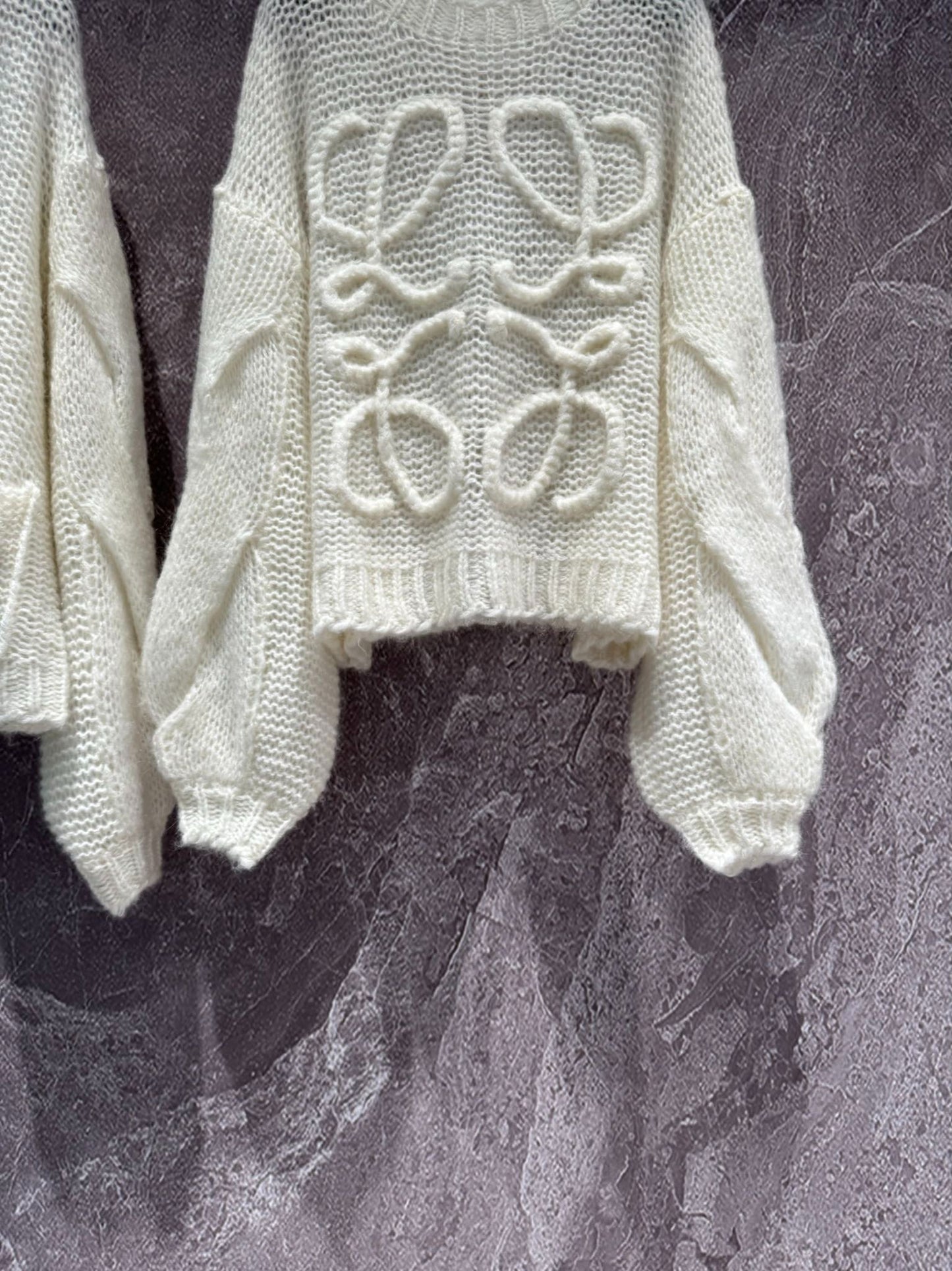 LO 25 Cream White Mohair Sweater