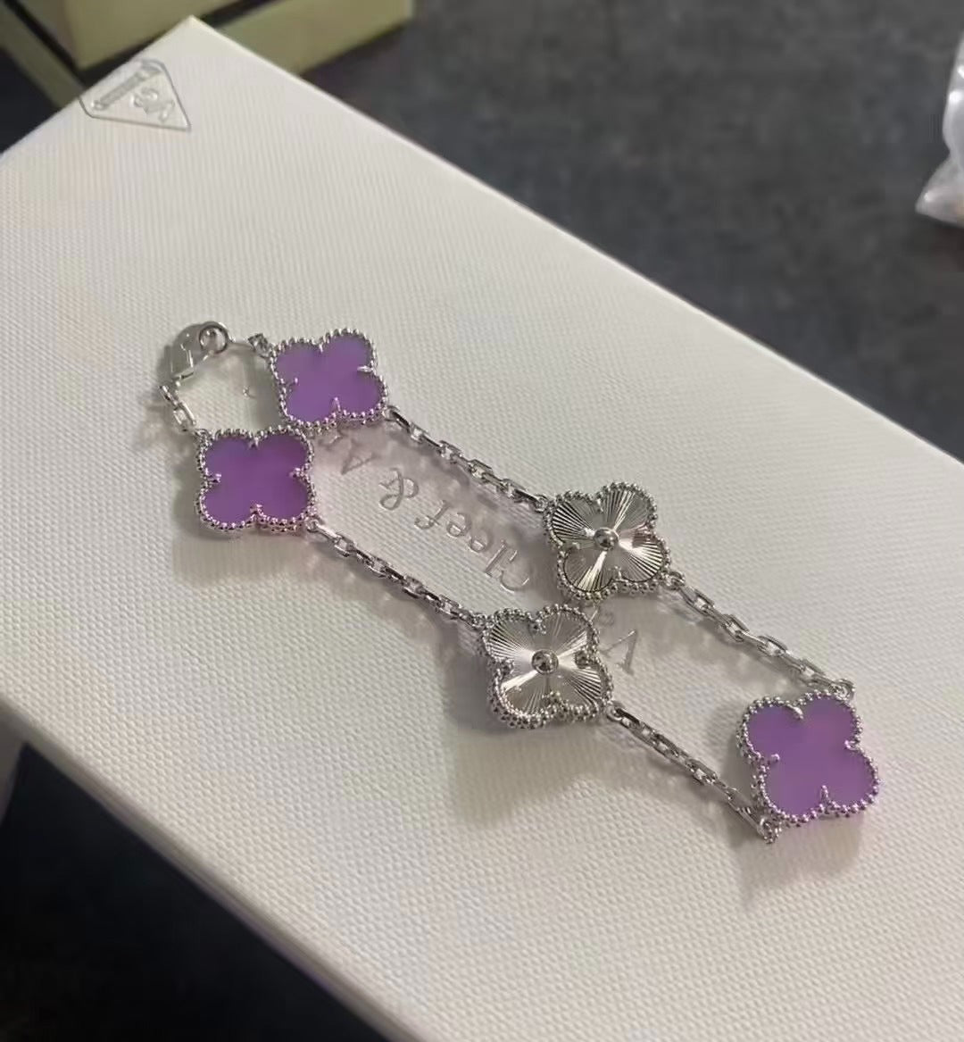 Laser Interval Violet Five Flowers Bracelet