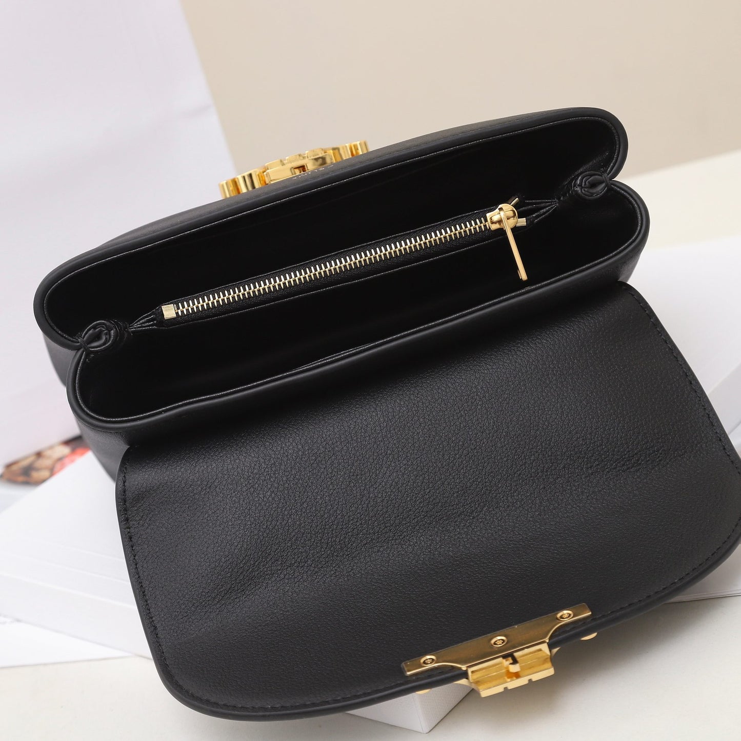 CE 25 Cowhide gold buckle  shoulder bag