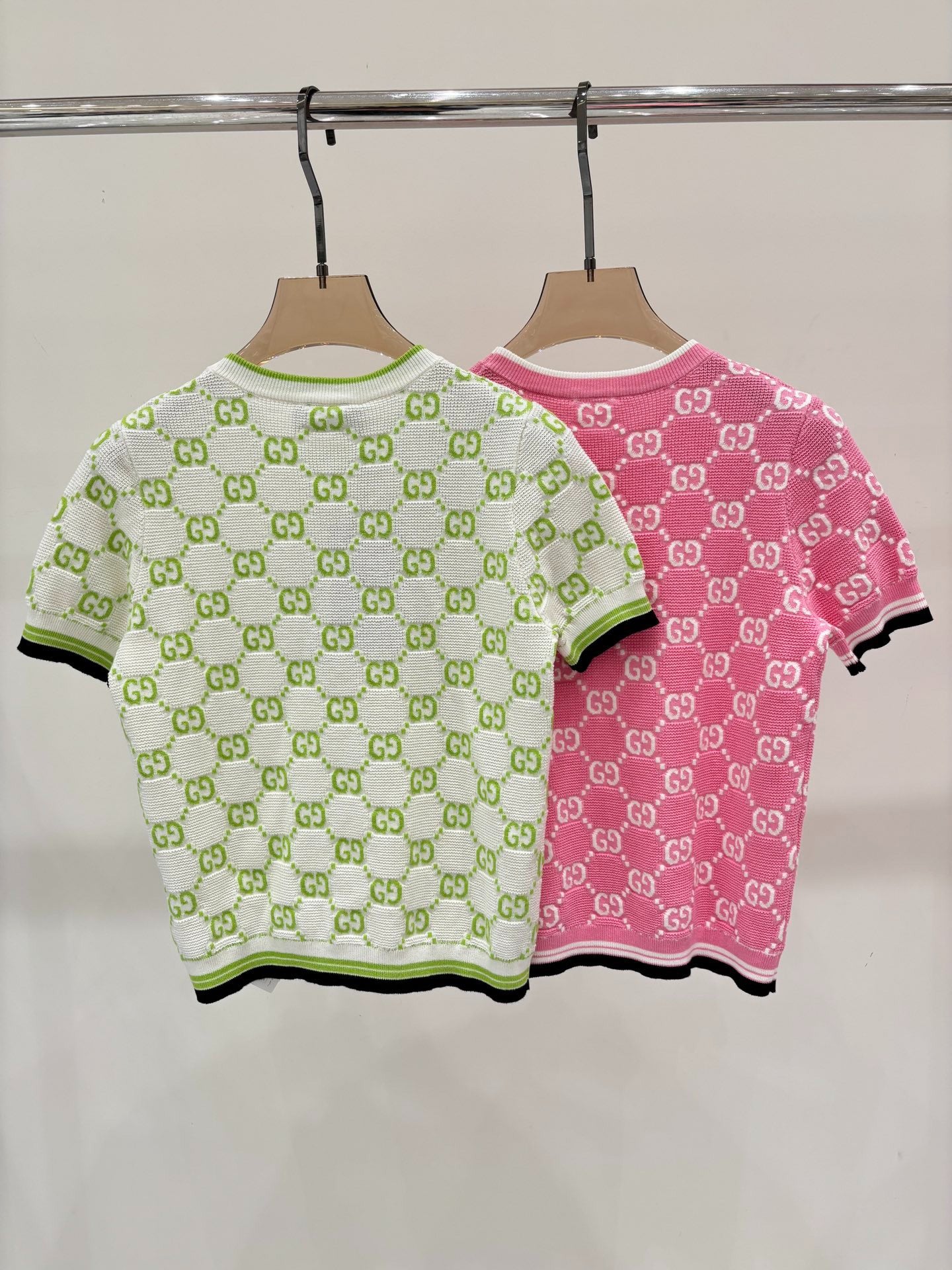 G 25 Frühen Frühling Neue Applizierte All-over-Print Casual Strick Kurzarm 