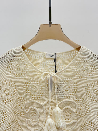 Ce 25 Logo Tie Embellishment Casual Knit Long Sleeve