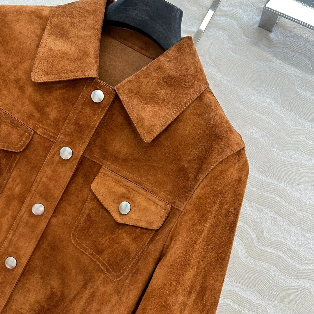 P 25 Goat leather lapel 9/3 sleeve jacket