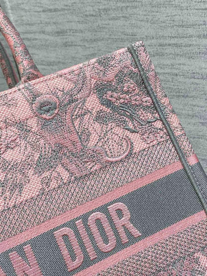 D 25 Tote Jungle Animal Embroidery Ruyi Gray Pink Bag