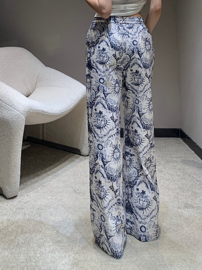 D 25Ss Spring and Summer New Sun Goddess Printed Casual Trousers