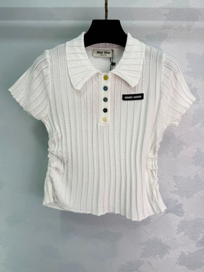 M 25 Lapel knit short-sleeved half cardigan